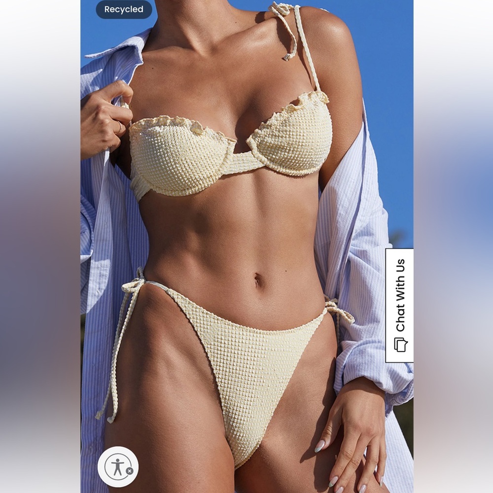 Pacsun Eco Yellow Gia Gingham Textured Underwire Bikini Top